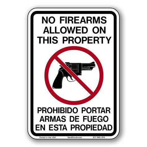 No Firearms Or Weapons Allowed Decals