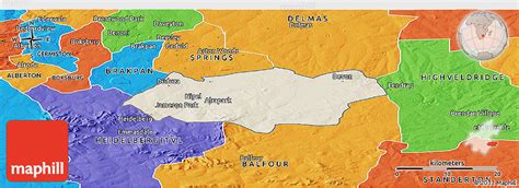 Shaded Relief Panoramic Map of NIGEL, political outside