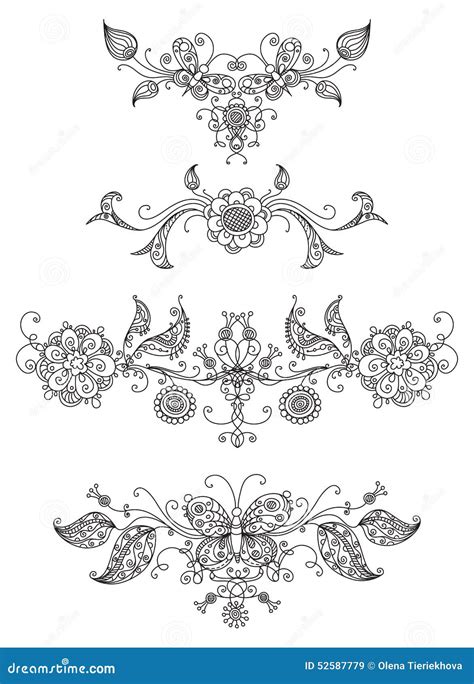 Floral Page Dividers And Decorations. Stock Illustration - Image: 52587779