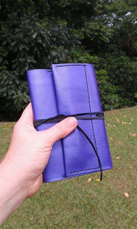 Purple Leather A6 Clairefontaine Notebook Cover With Pen Holder