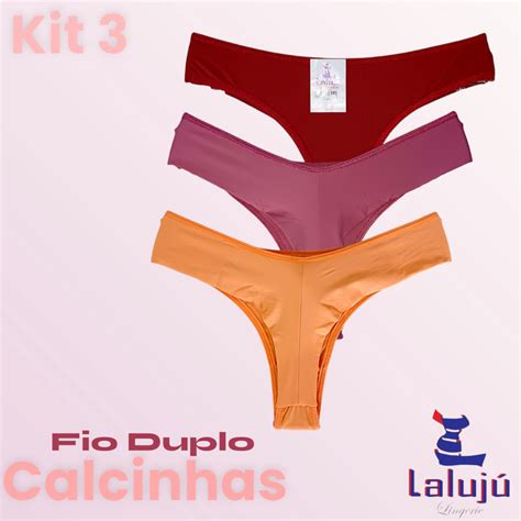 Kit Tangas Calcinha De Microfibra Fio Duplo Modelo Fran Lingerie
