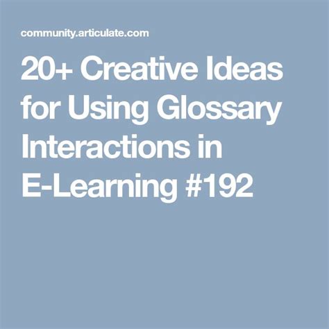 creative ideas   glossary interactions   learning