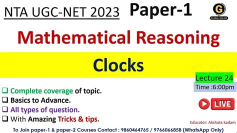 Clocks For Ugc Net Exam Mathematical Reasoning For Ugc Net Exam