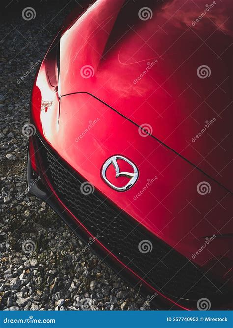 vertical shot   red mazda mx car  skopje macedonia editorial