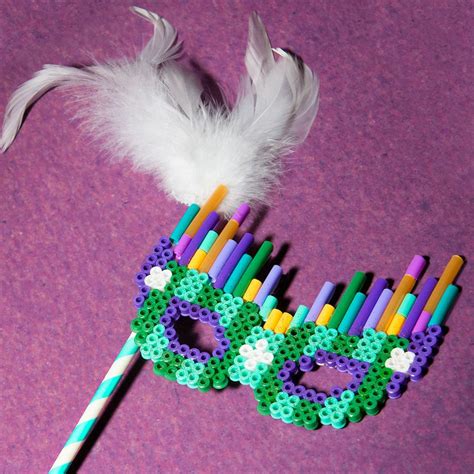 Mardi Gras Mask Perler Bead Art Perler Bead Patterns Mardi Gras Mask