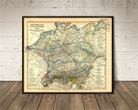 Germany Map Historical Map Reproduction on Paper or Canvas - Etsy