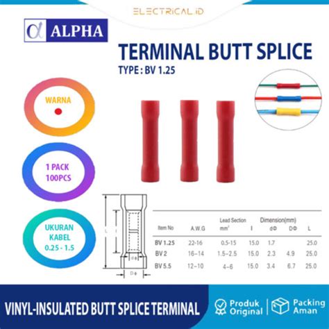 Jual Skun Kabel Insulated Butt Connector Bv Merah Bv Kota