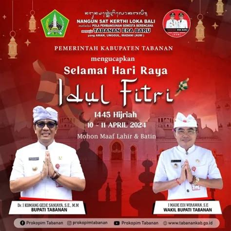 Pemkab Tabanan Mengucapkan Selamat Idul Fitri 1445 Hijriah Tahun 2024