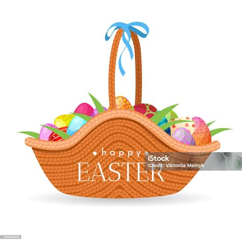 Cartoon Easter Basket Stock Illustration Download Image Now Backgrounds Basket Bright Istock