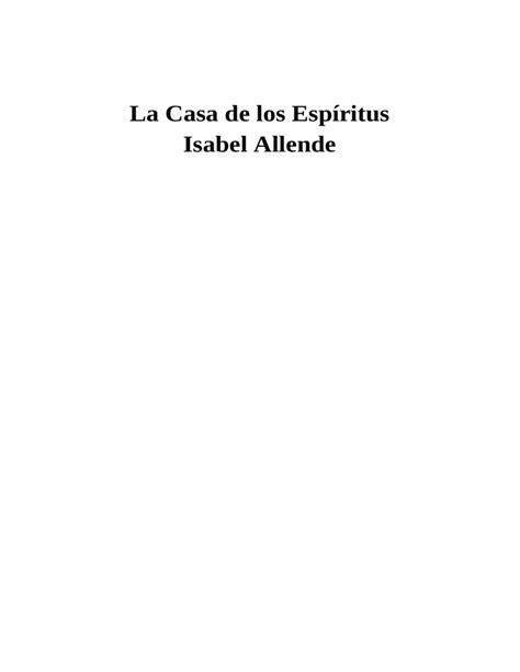 Isabel Allende La Casa de los Espíritus