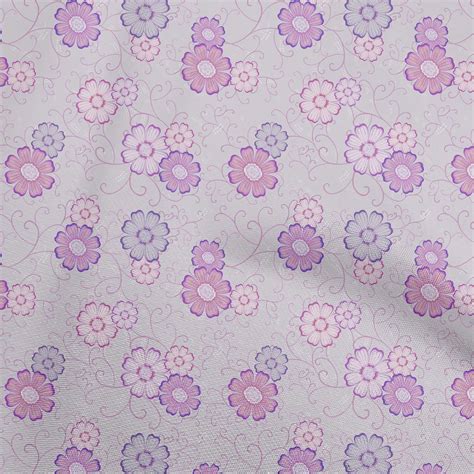 OneOone Cotton Silk Pastel Purple Fabric Floral Diy Clothing Quilting