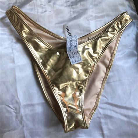 Forever 21 Swim Gold Metallic Cheeky Bikini Bottoms Poshmark