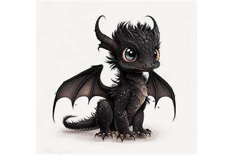 Cute Baby Black Dragon Png File Wall Art Graphic By Wangtemplates