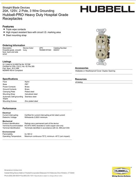 Hubbell Pro Hospital Grade 20a Duplex Receptacle 125vac 5 20r Iv Hbl8300iv Ebay