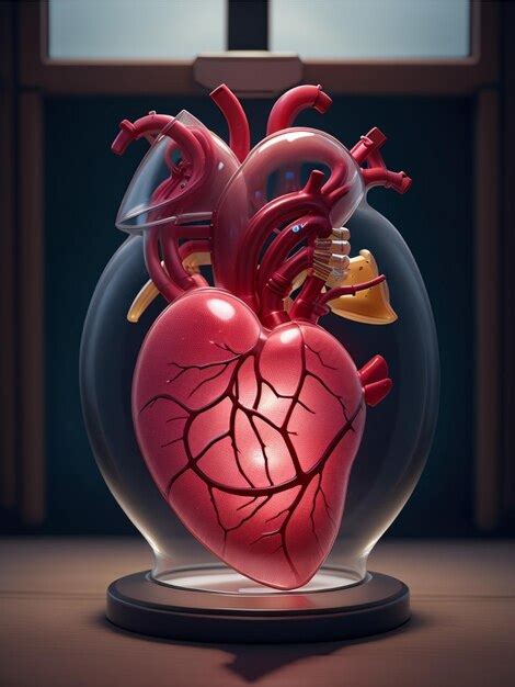 Premium Ai Image Anatomical Human Heart Made Of Glass And Wood