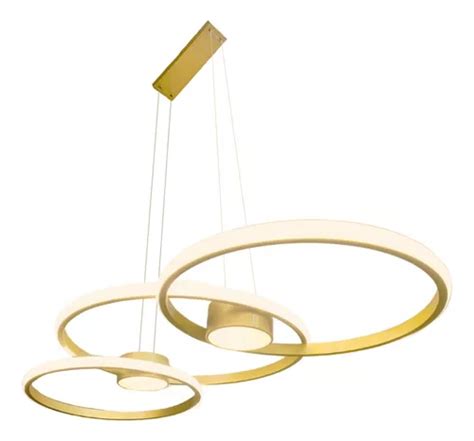 Lustre Pendente De Led Lumin Ria W Arcos Dourado Cm