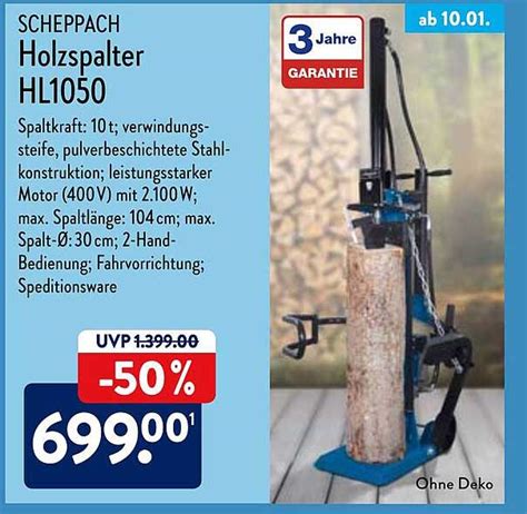 Scheppach Holzspalter Hl Angebot Bei Aldi Nord Prospekte De