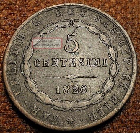 Italian States 5 Centesimi 1826 Carlo Felice Km 127