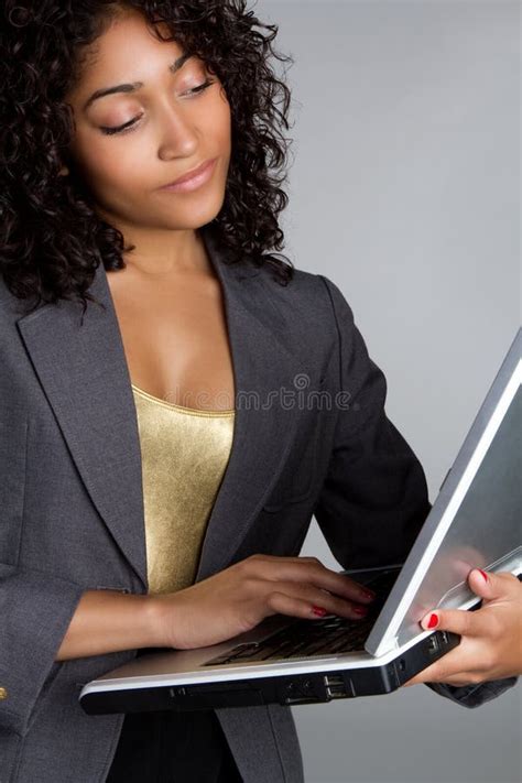 Smiling Woman With Laptop Computer Stock Image Image Of Pretty