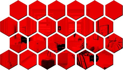 Buy Bikri Kendra Hexagon Red D Acrylic Decorative Mirror Wall