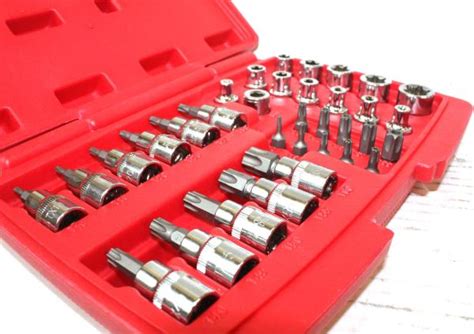 34pc Torx Star Sockets And Bit Set Male Female E Torx Security Bits 38