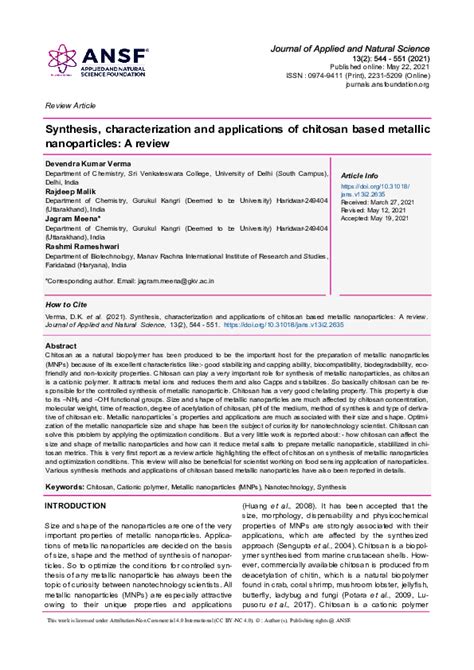 Pdf Synthesis Characterization And Applications Of Chitosan Based