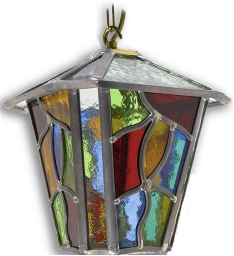 Chepstow Multi Coloured Leaded Glass Hanging Outdoor Porch Lantern