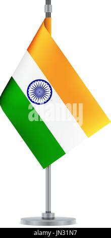 Flag Design Indian Flag On The Metallic Pole Isolated Template For