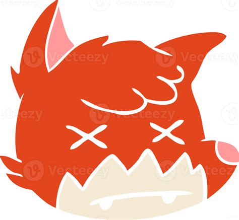 Flat Color Style Cartoon Dead Fox Face 45007879 Png