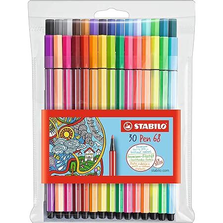 Premium Fibre Tip Pen STABILO Pen 68 ARTY Tin Of 50 Assorted