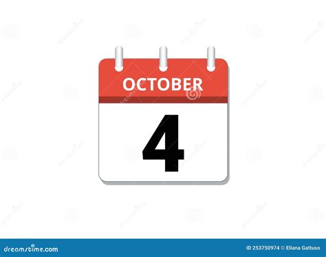 October 4th Calendar Icon Vector Concept Of Schedule Business And