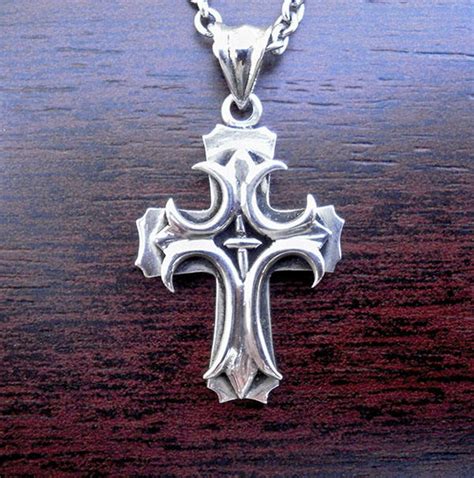 Cross Necklace Men Sterling Silver Cross Gothic Cross Etsy