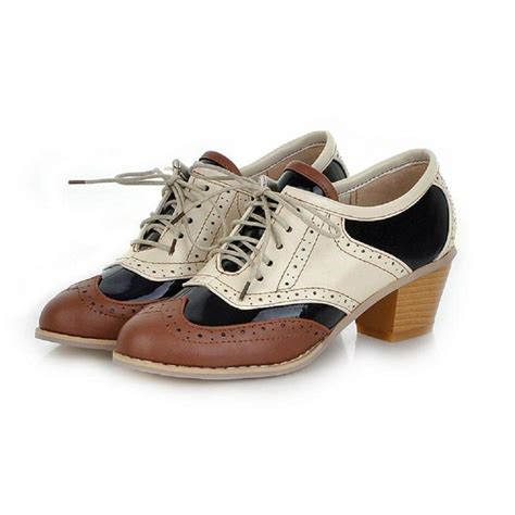 Charm Foot Vintage Womens Low Heel Lace Up Oxfords Shoes Casual Leather Shoes