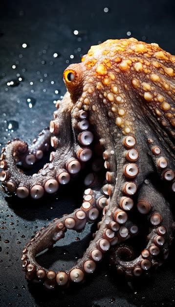 Pulpo Crudo Fresco Entero En Tabla De Cortar Generado Por Ai Foto Premium