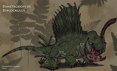 Dimetrodon vs Diplocaulus by HellraptorStudios | Dinosaur drawing, Cute dragons, Kawaii art