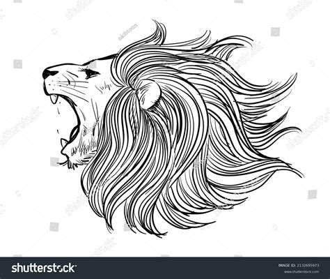 Lion Side Face Drawing Roaring Vector Stock Vector (Royalty Free ...