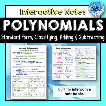 Intro To Polynomials Standard Form Classifying Adding Subtracting