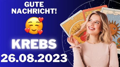 Krebs DAS WIRD DICH ERFREUEN Horoskop 26 August 2023 Krebs