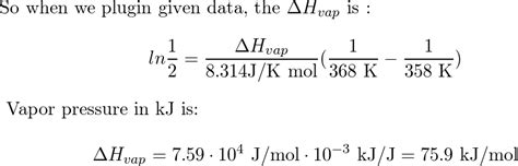 Molar Enthalpy Of Vaporization Examples