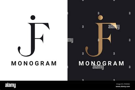 Luxury Initial JF For FJ Monogram Text Letter Logo Design Stock Vector