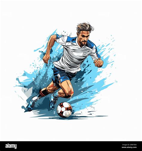 Football player. Soccer player hand-drawn comic illustration. Vector ...