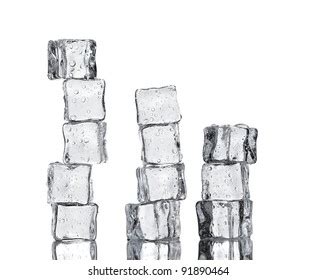 Melting Ice Cubes Isolated On White Stock Photo Edit Now