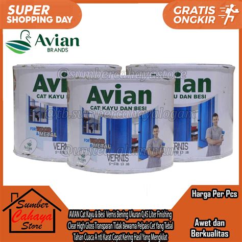 Jual Cat Kayu Besi AVIAN Vernis Bening Finishing Clear High Gloss