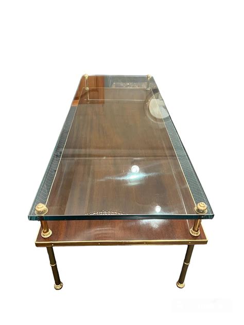 Gilt Bronze Walnut And Glass Low Table For Sale At 1stdibs