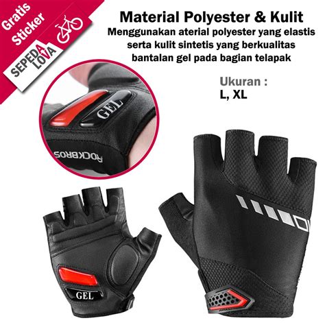 Jual Sarung Tangan Gloves Sepeda Rockbros Dengan Gel Half Finger Hitam