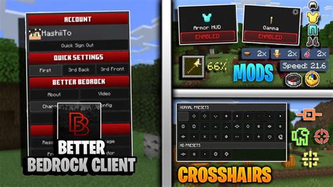 Un CLIENTE con MODS PVP CROSSHAIRS y más para MINECRAFT PE Bedrock