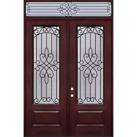 80 Tall 34 Lite Pre Finished Fiberglass Double Door Unit With Transom 299 Door Clearance