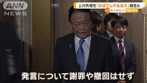 麻生太郎氏 上川外相を「おばさん」「そんなに美しい方では」野党「恥ずべき発言」