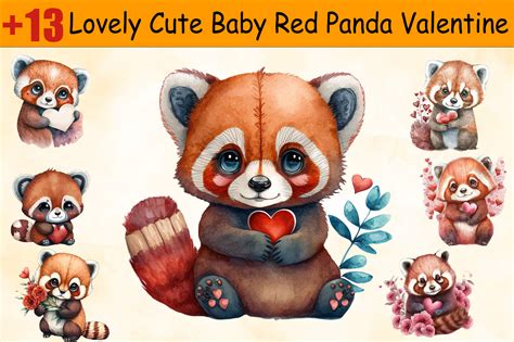 Lovely Cute Baby Red Panda Valentine Graphic By KDP Designs Creative