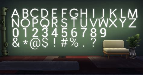 Simsational Designs Alphabet Neon Letter Wall Lights Sims 4 Cc Sul